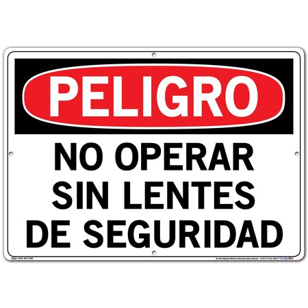 Vestil Aluminum Sign, 14-1/2" Height, 20-1/2" Width, Aluminum, Rectangle, Spanish SI-D-27-E-AL-080-S